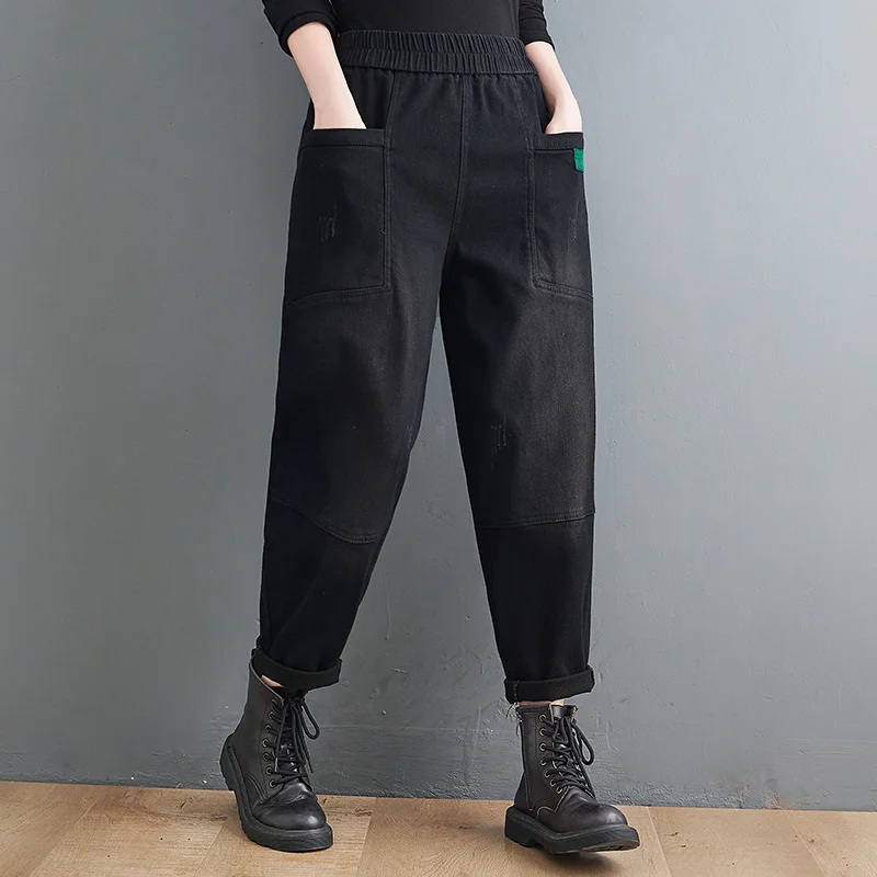 

Plus Velvet High Waist Harem Jeans For Women Warm Thick Autumn Winter Pants Femme Casual Vintage Jeans Stretch Women Pants K044