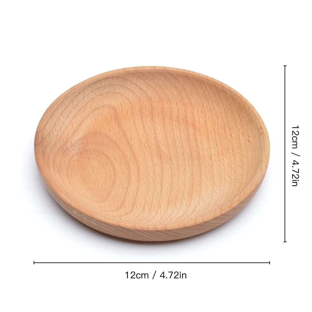 

Eco-friendly Snack Plate Round Wooden Cake Dish Home/Hotel/School Dessert Service Tray Wood Sushi Board Party Tableware Cutlery