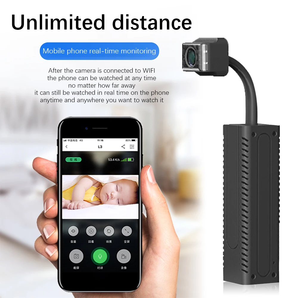 telescopic wireless wifi mini camera pir human body induction recorder hd 1080p home security surveillance remote monitoring free global shipping
