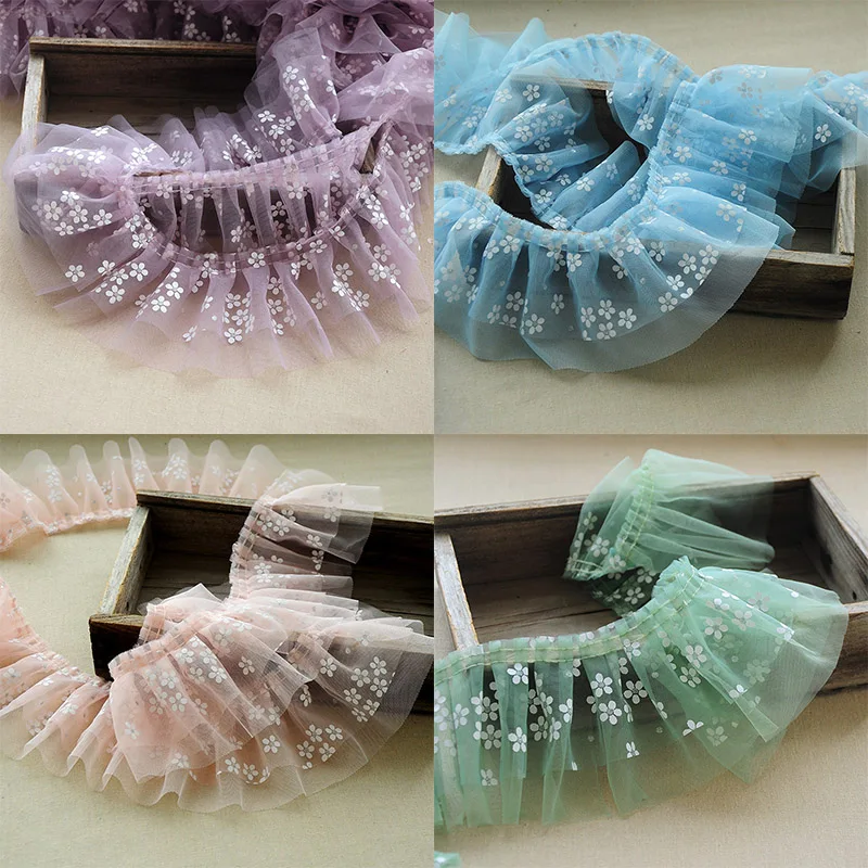 3 м/лот 10 см в ширину маленькая сетка с принтом цветка сливы плиссированное