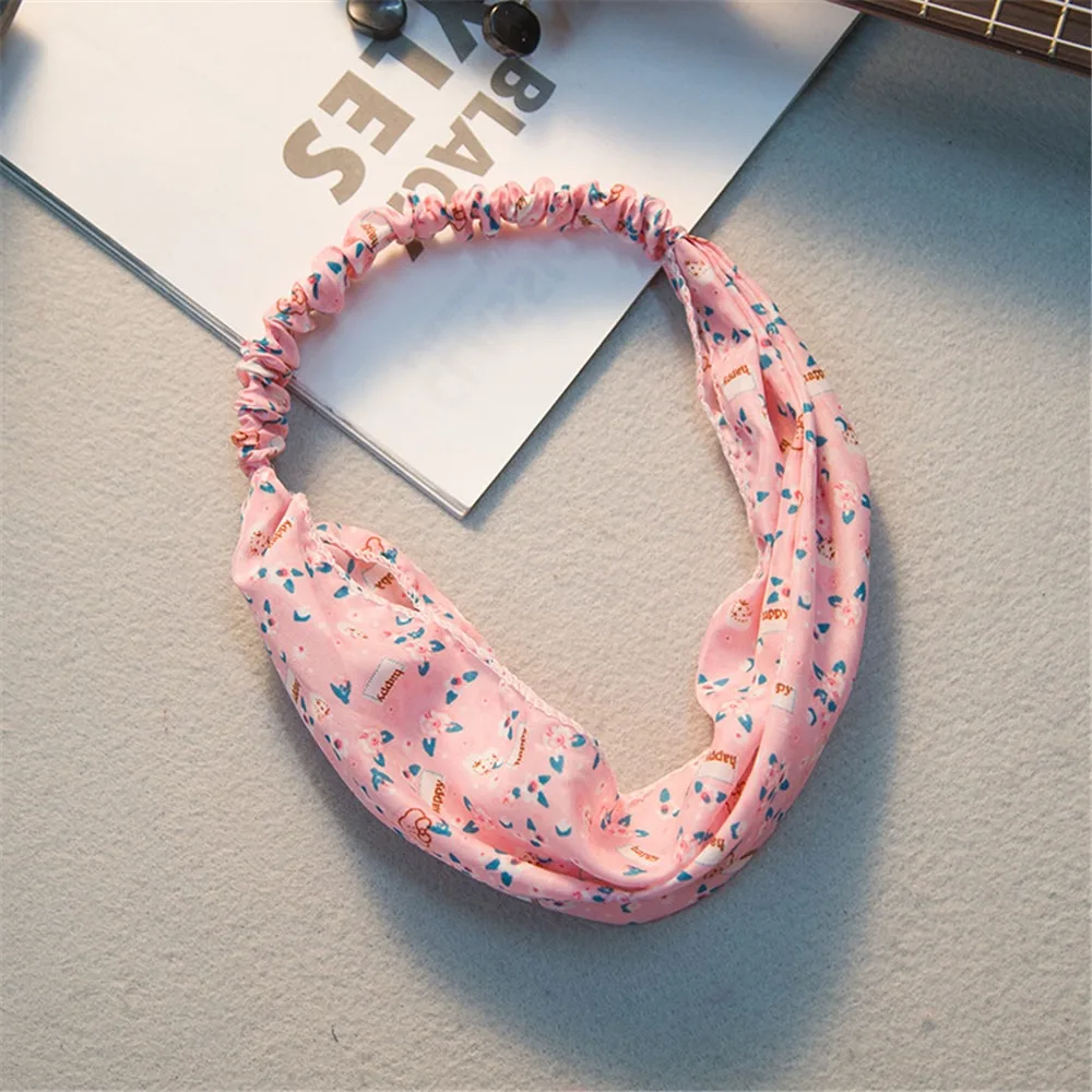 Новая Корейская Ретро Мода Цветочная повязка на голову с широкими полями ткань