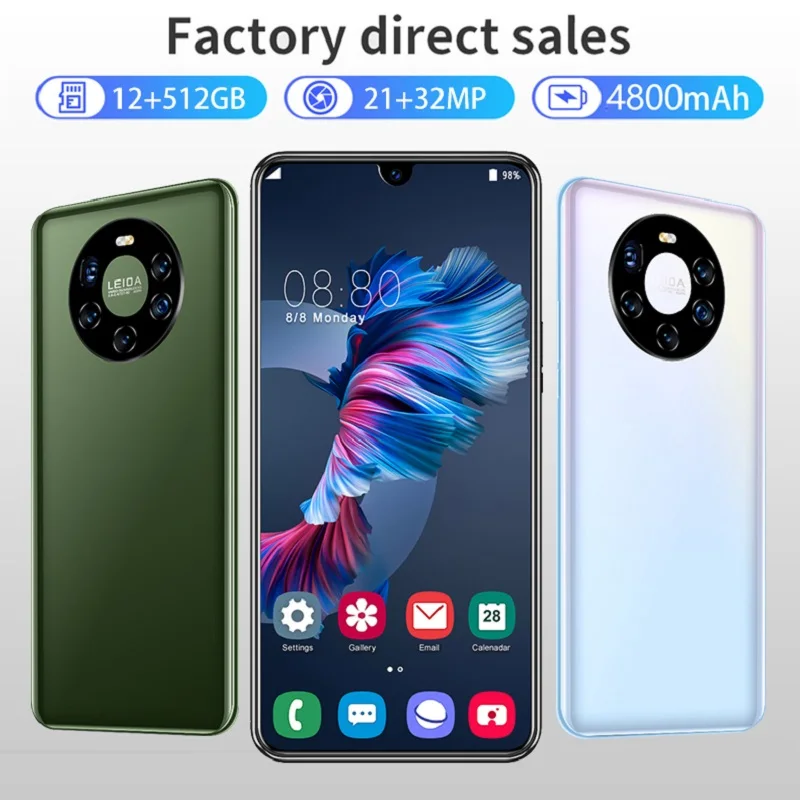 

2021 Global Version 6.7 Inch Mate45Pro 12GB RAM 512GB ROM 21+32MP Andriod 10 Smartphones Ten Core MTK6889 Dual SIM 5G Cell Phone
