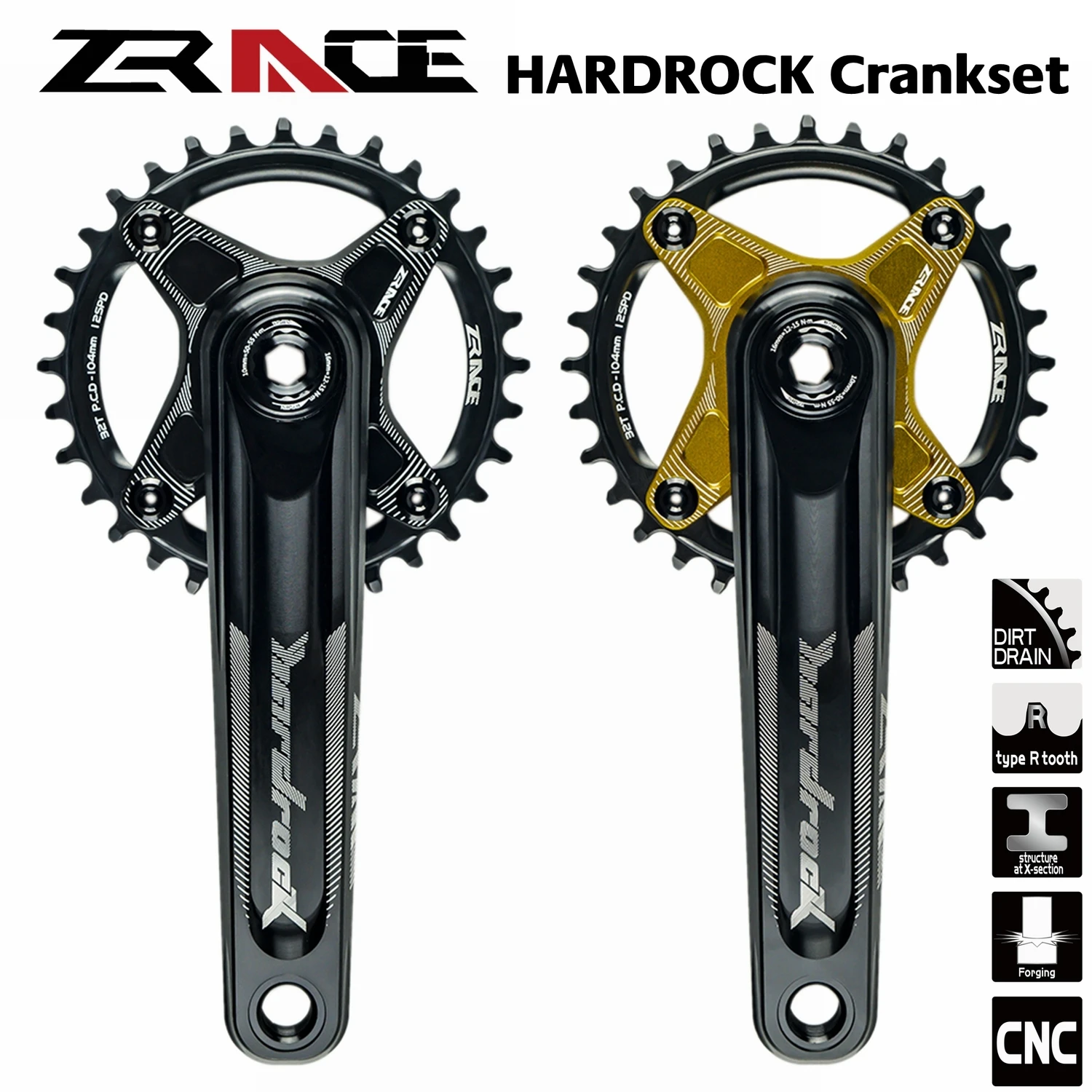 HARDROCK ZRACE 1x10 11 12 скоростной кривошипный комплект для MTB XC / AM DH FR 170 175 мм 32T 34T BB83 BB68 73 ERA