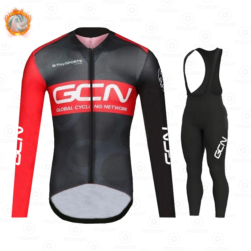 

2021 GCN зимний теплый флисовый велосипедный комплект из Джерси, мужской уличный костюм для горного велосипеда, одежда для велоспорта, теплая о...