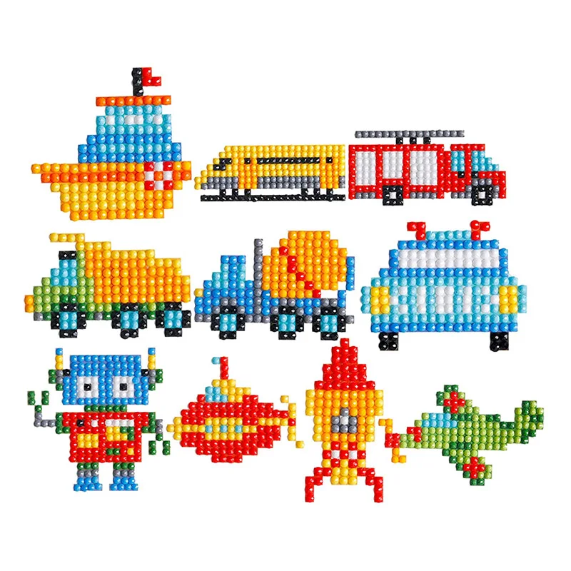 

10PCS 5D Diamond Painting Kit Cartoon Car Ship Rocket Airplane Sticker Rhinestone Mosaic Paint by Numbers Art Craft Child Gift