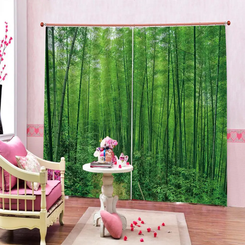 3D занавес фото выберите размер зеленый бамбуковый лес занавеска Спальня