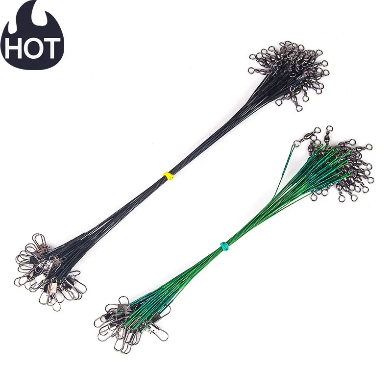 

Стальная рыболовная леска, поводок со свинцовым сердечником, 20 шт./лот, 15/20/25/30 см, поводок с вертлюгом