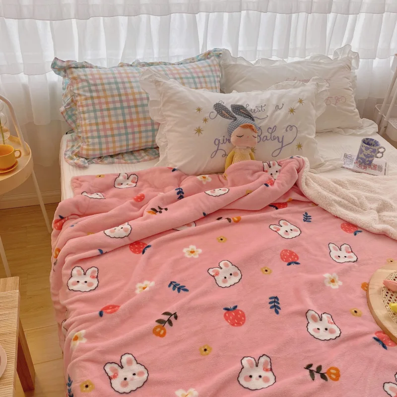 

Blanket Quilt winter lamb cashmere thickened nap blanket coral cashmere bed single student dormitory blanket flannel