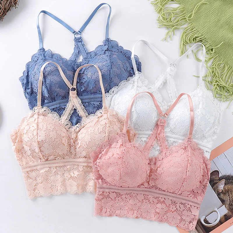 

Q 1Pcs Sexy Openwork Lace Back Antiskid Removable Women Wrapped Chest Nylon Invisible Bra No Steel Ring Bra Bandeau Tube Top