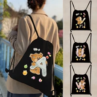 gym bag canvas drawstring backpack travel outdoor shoulder sports bagsbag woman bear cat letter print crossbody bags chest bags