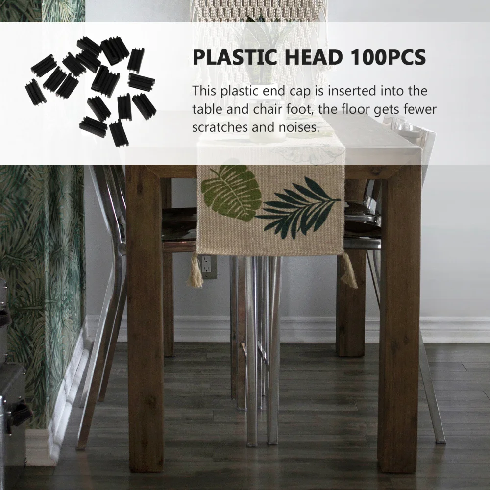 

100pcs Square Cover Furniture Leg Plug Tube Bung Blanking End Caps