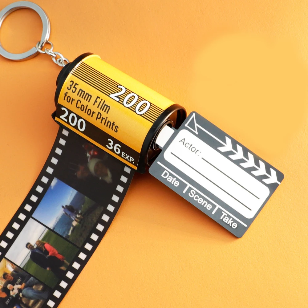 Customized Text Photo Film Memory Gifts Photo Keychain Custom Roll Film Keychain Album Keyring Diy Custom Personalized Keychains