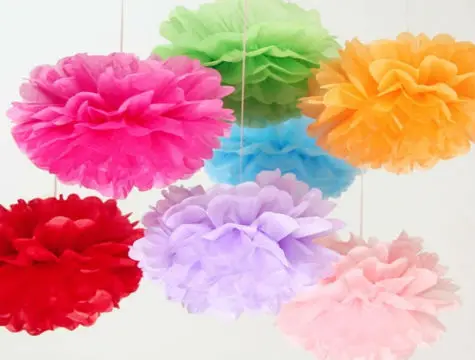 

Paper Pompom Flower Vine Ornament 25 Cm-Blue