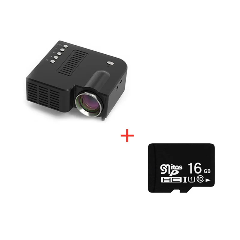 with 16g TF card UNIC UC28CB 1080P Портативный светодиодный проектор для кинотеатра мини-проектор USB/SD/AV вход мини-проектор для развлечений - Цвет: with 16g TF card