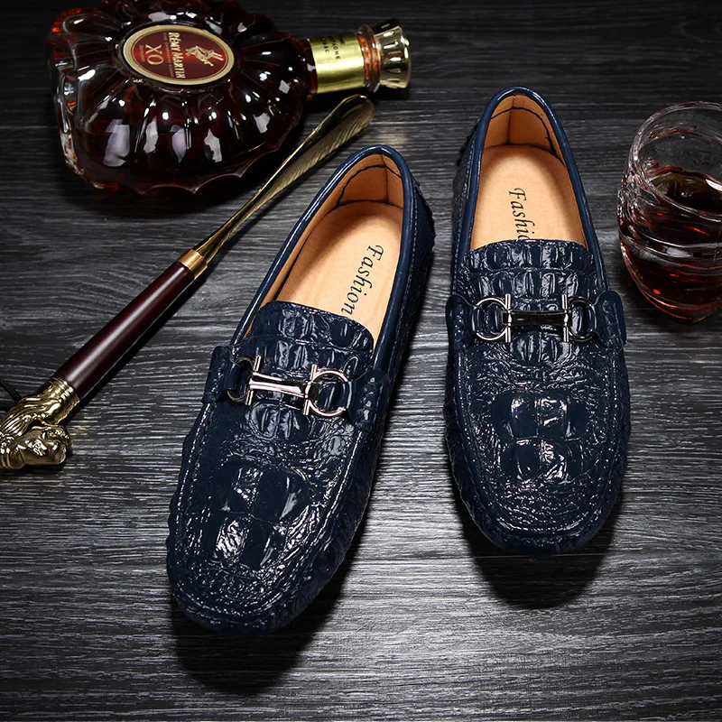 Mring/Мужская обувь сезон осень Мужская в горошек с узором крокодиловая кожа