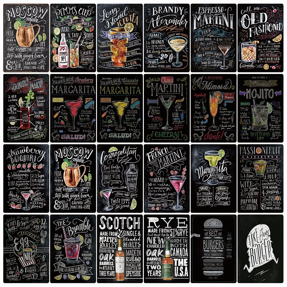 [Kelly66] меловой рисунок коктейль Мимоза Мохито Маргарита пивной Металлический