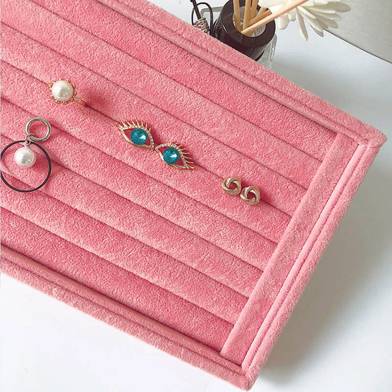

Top Velvet Jewellery Flat Trays Box Earring Rings Storage Gift Jewelry Case Display Convenient Charming Women Rings Trays Makeup