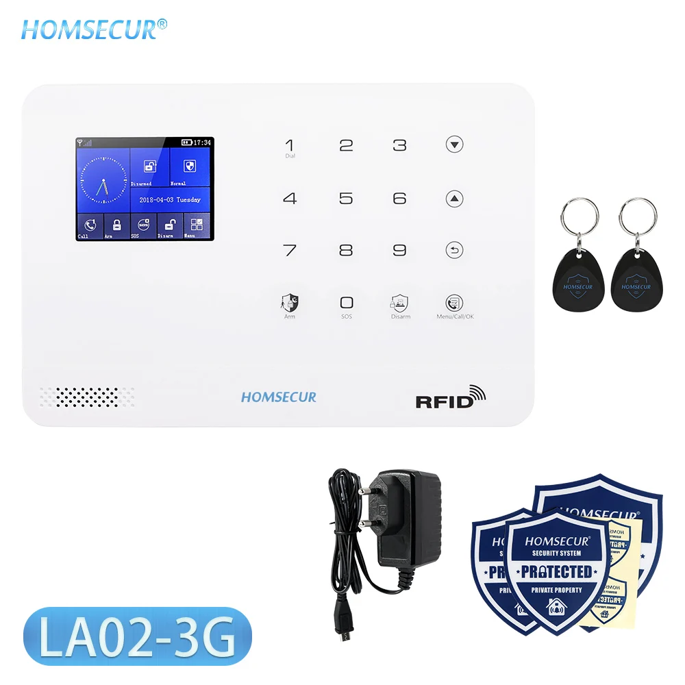 Беспроводной пульт дистанционного управления HOMSECUR DIY LA02 LCD 3G/GSM RFID SMS|Комплекты для