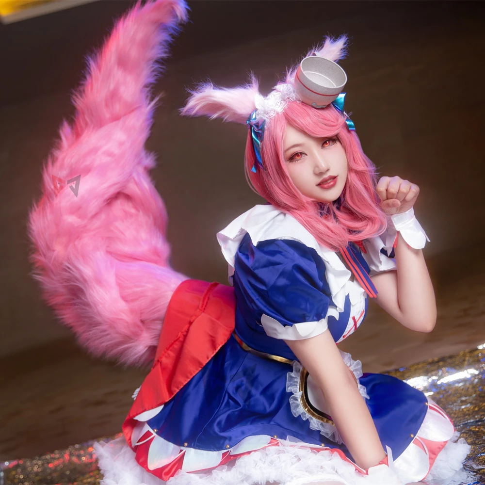 

Arena Of Valor Game Daisy Maid Cosplay Fox NekoTail Seven Tail Green Pink Red Color Prop Carnival Costume Accessories