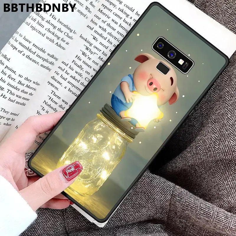 Чехол для телефона со Свинкой черный ТПУ мягкий чехол samsung S9 plus S6 edge S7 S8 S10 plus| |