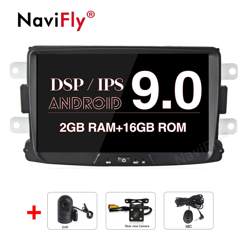 add dvr camera NaviFly ips экран DSP Android 9,0 Автомобильный мультимедийный плеер для Dacia Duster Logan Sandero Lada Xray 2 с Wifi gps навигационный микрофон - Цвет: add dvr camera