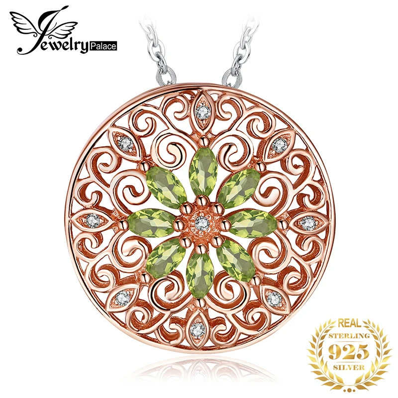 Jдворца натуральный кулон из перидота ожерелье стерлингового серебра 925 пробы