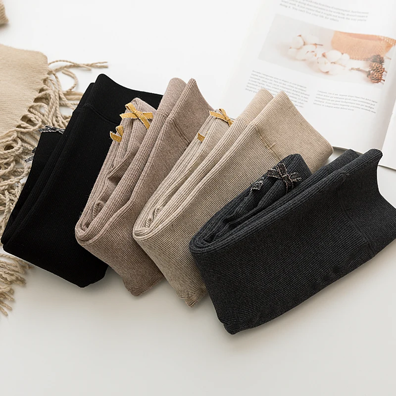 Детские осенне-зимние колготки с бантом хлопковые для маленьких девочек детские