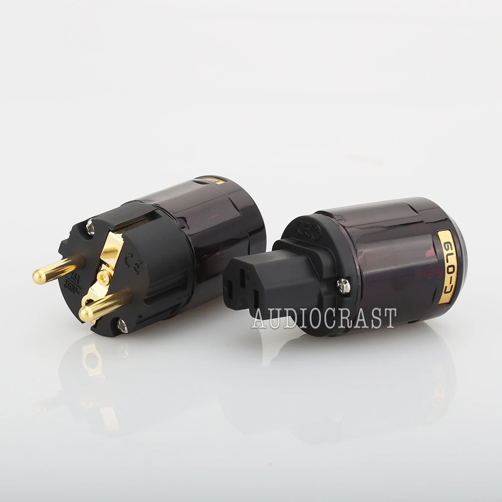 1 пара позолоченный C-079 IEC аудио разъем P-079e ЕС разъем питания HiFi латунь ЕС Ac Шнур питания Вилки