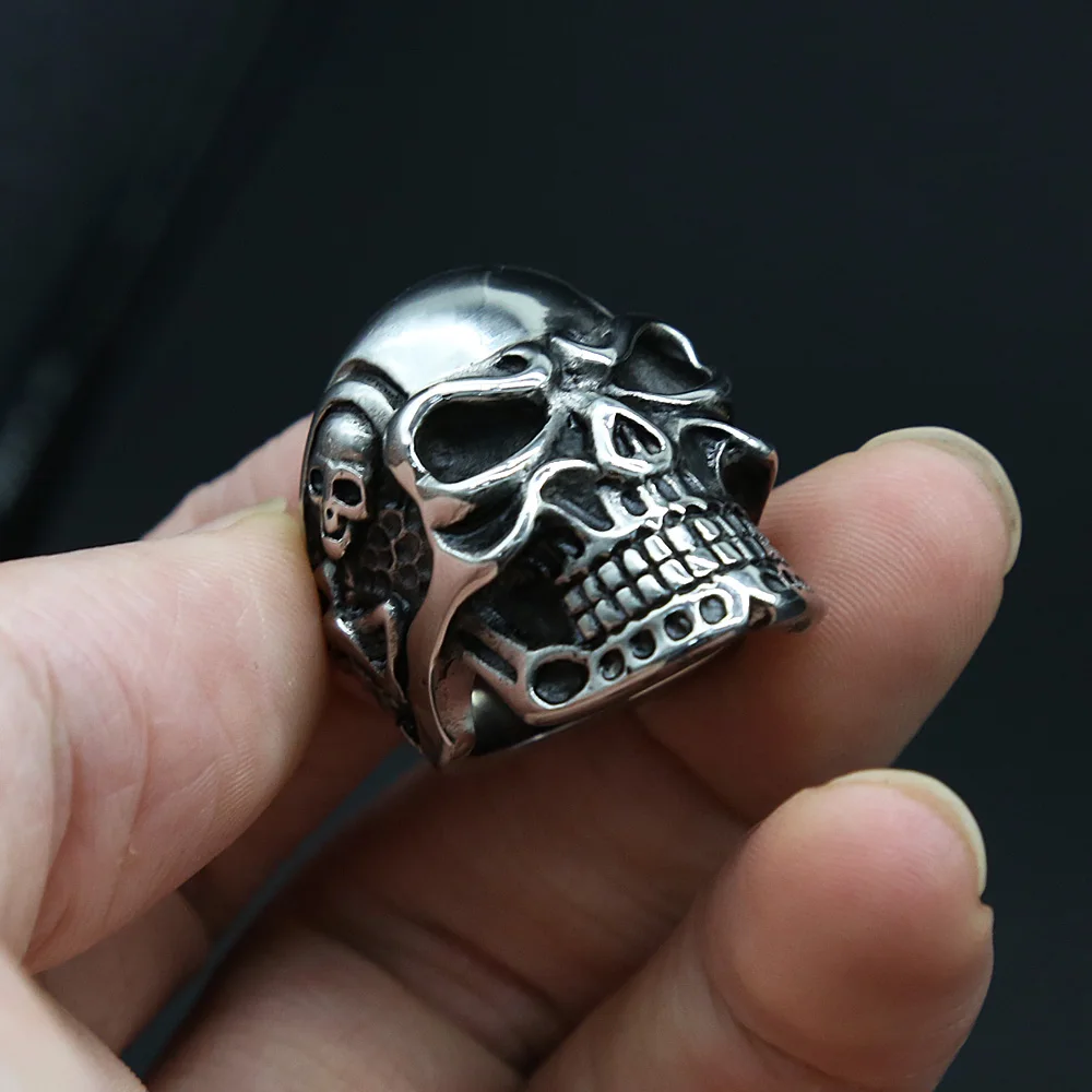 Кольцо с черепом Kapala мужское Крутое кольцо в готическом стиле из нержавеющей