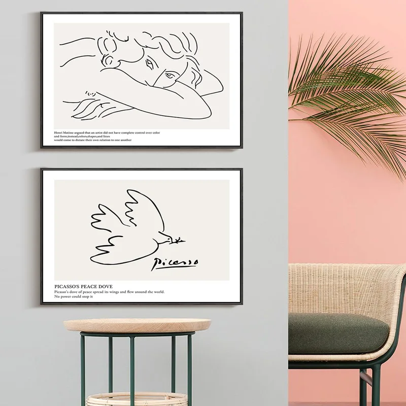 

Modern Living Room Decorative Painting Northern European Matisse Line Abstract Art home decoration canvas poster