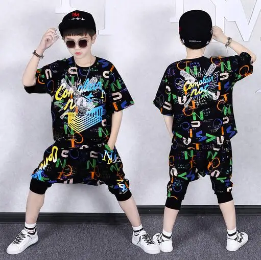 

Children's clothing boys summer suit 2021 new boy sports clothes teenager children summer short sleeves tracksuits