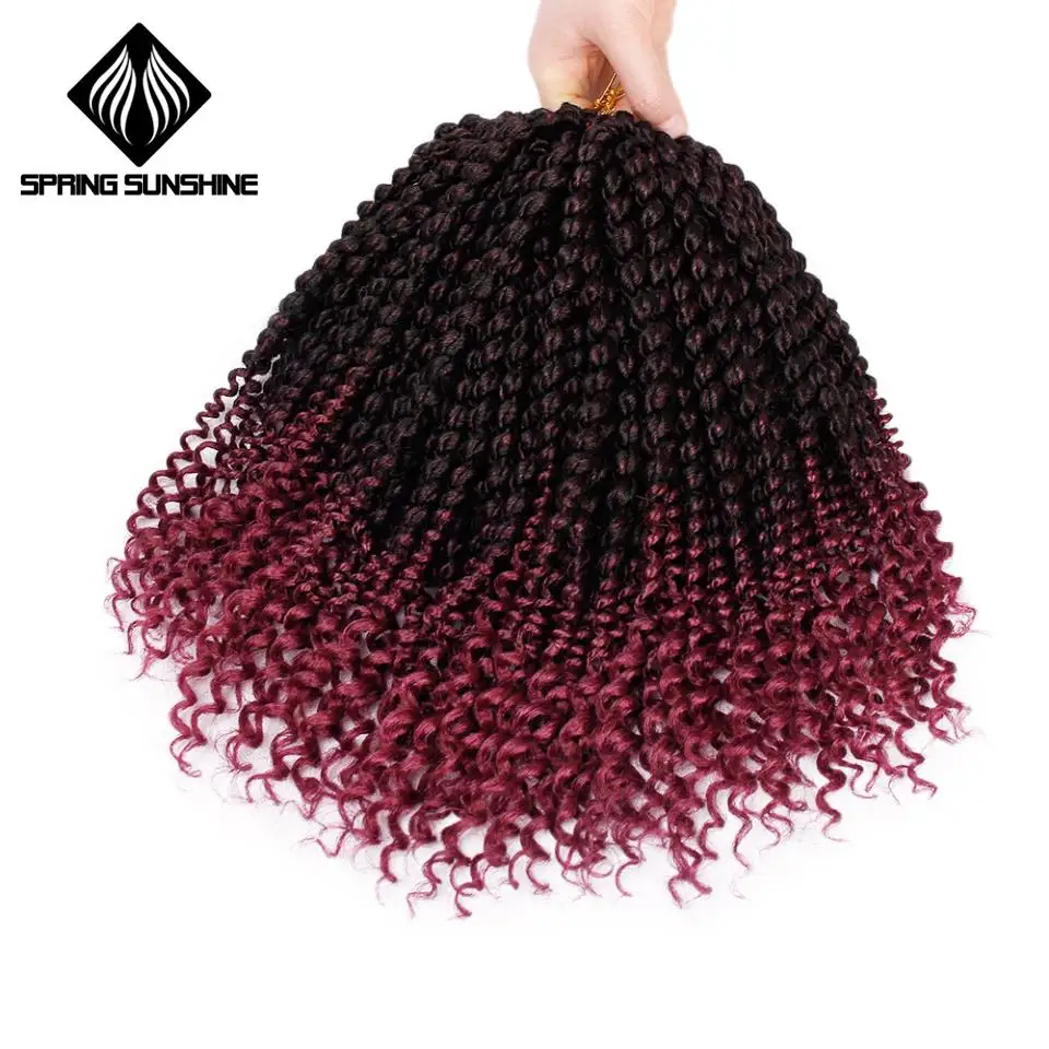 T1B/бордовый Marley Braids Ombre Hair Crochet Braid Synthetic Braiding Hair Extensions Braids Curly Crochet Hair Women Locs Twist - Цвет: T1B/бордовый