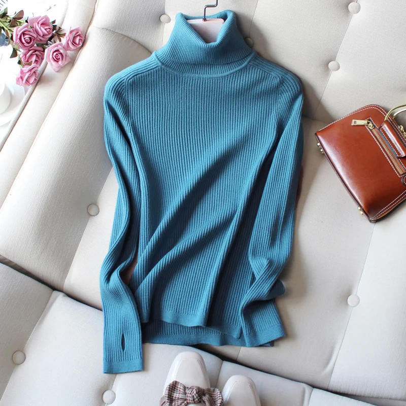 Свитер женский кашемировый шерстяной с высоким воротником и длинным рукавом |