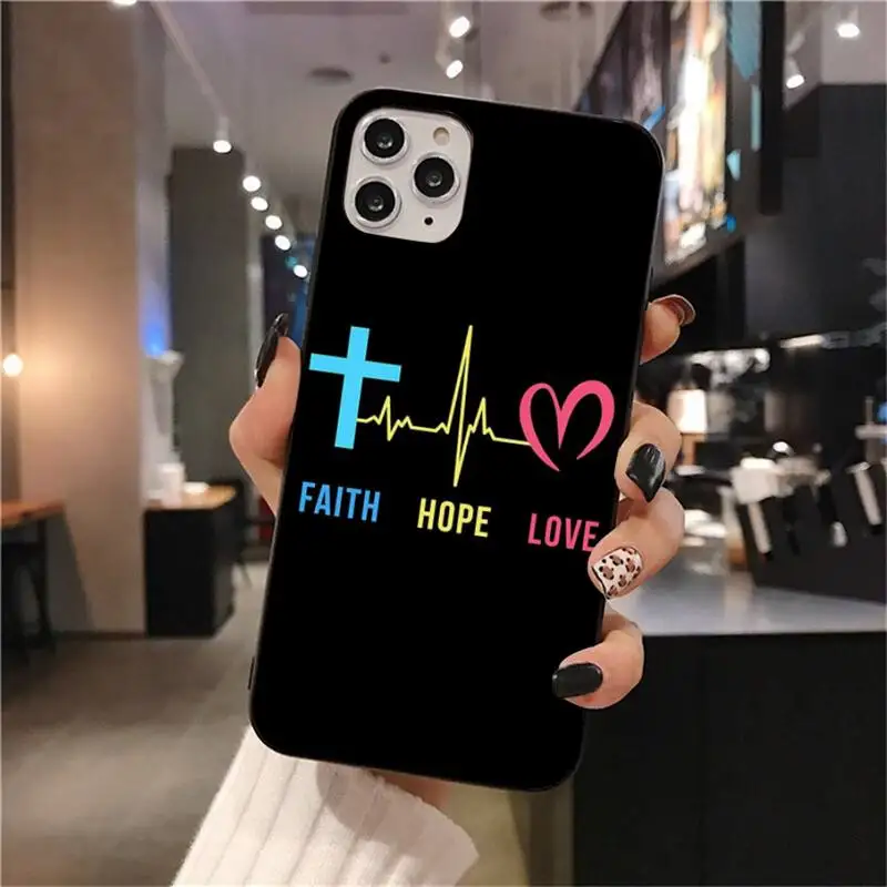 Простой чехол с надписью Love Hope Faith черный мягкий для телефона iPhone 11 pro XS MAX 8 7 6 6S Plus X