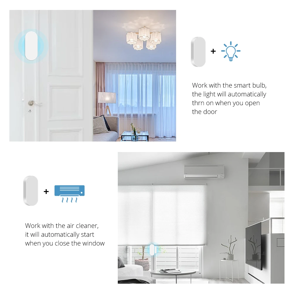 Kup Zemismart Zigbee Tuya Inteligentny Czujnik Do Okien Drzwi Wykrywacz Bezpieczeństwa Automatyczny Alarm W Czasie Rzeczywistym Wsparcie Homekit Za Pośrednictwem ZMHK-01 Hub