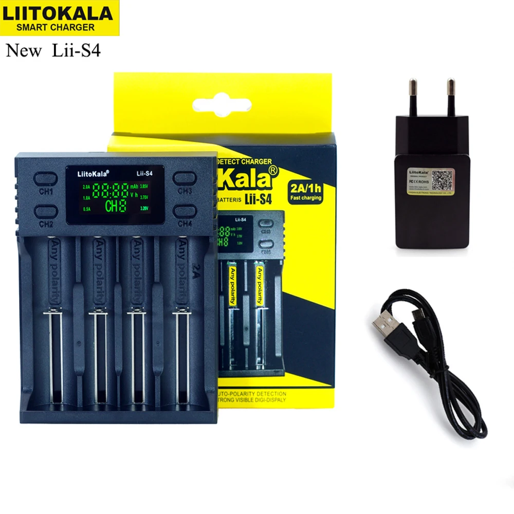 

NEW Liitokala Lii-PD4 S4 S2 402 202 100 18650 Battery Charger 1.2V 3.7V 3.2V AA21700 NiMH li-ion battery Smart Charger+ 5V plug