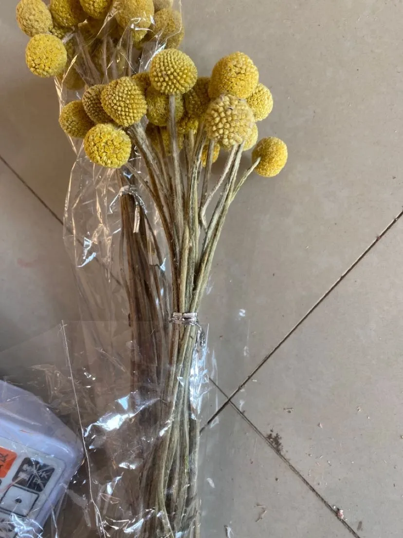 

30Pcs Billy Button Balls Flowers Fake Silk Yellow Flower Dried Craspedia Flowers Artificial Romantic Floral Wedding Decor