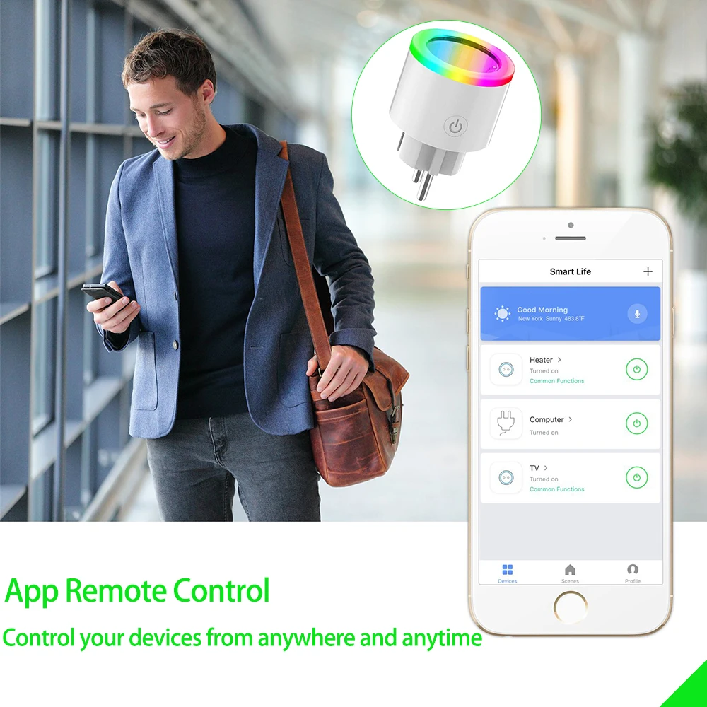 

3800W 16A EU RGB wifi Smart Plug Smart Socket Outlet with Google Home Alexa Voice Control