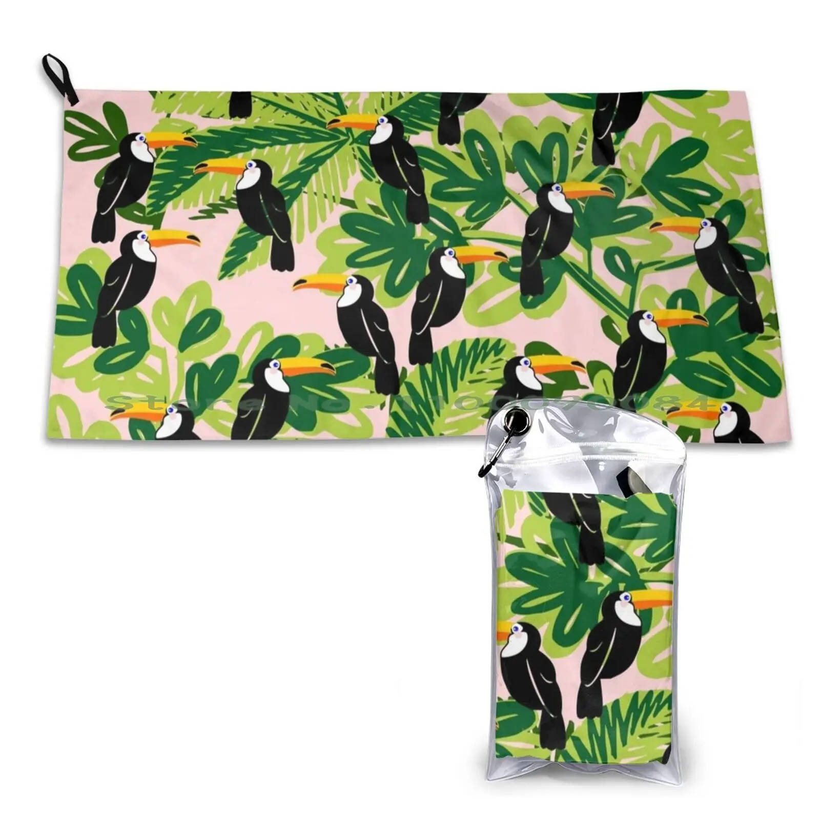 

Cute Toucan Quick Dry Towel Gym Sports Bath Portable Pink Green Black Yellow Toucans Toucan Pattern Toucan Lover Cute Toucan