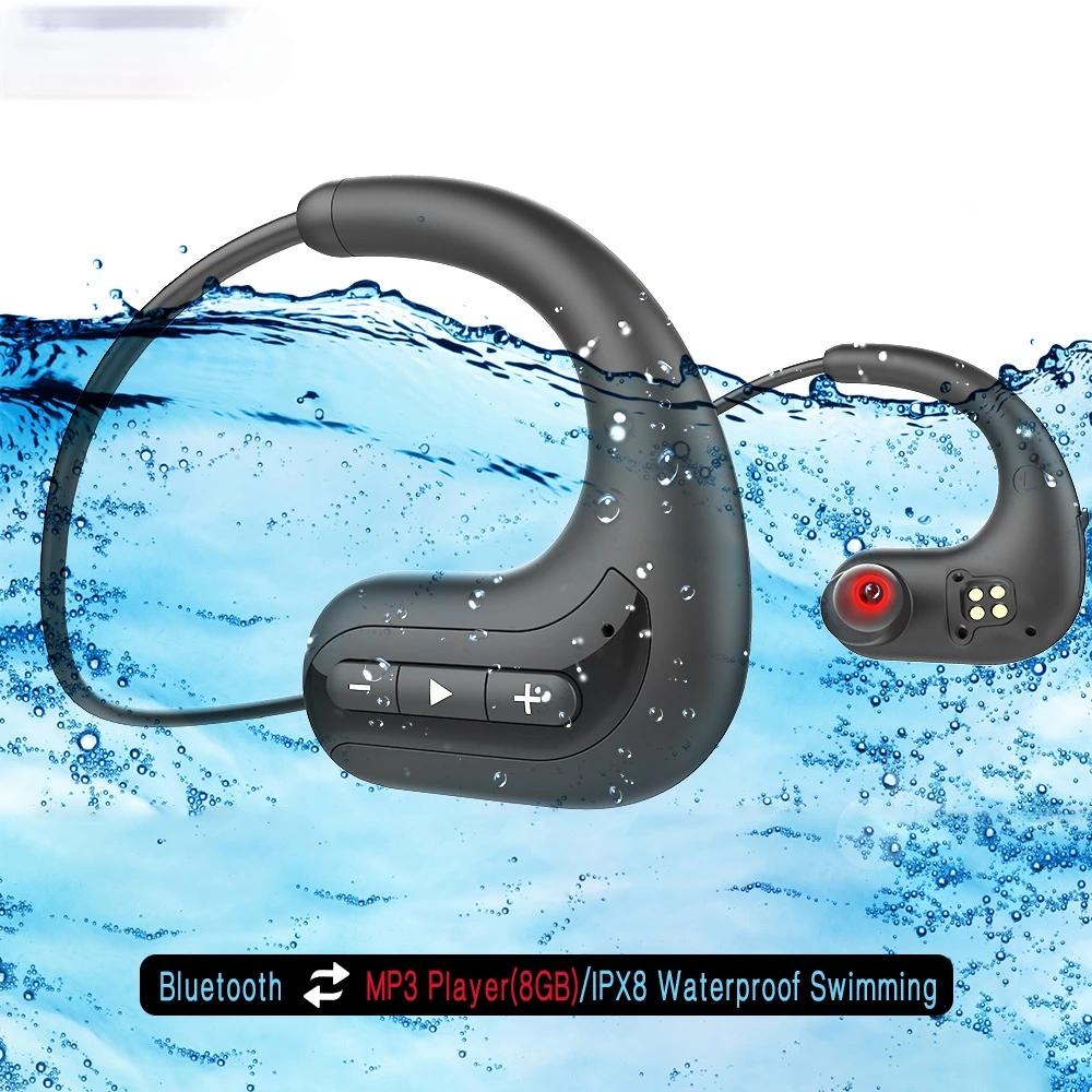 

Беспроводные наушники, Bluetooth-наушники, 8 ГБ, IPX8, влагозащита, музыкальный mp3-плеер, Спортивная гарнитура для плавания и дайвинга для всех смар...