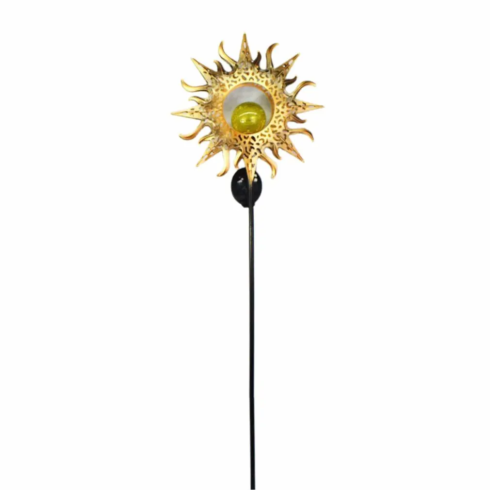 

Garden Solar Lights Pathway Outdoor Moon Crackle Glass Globe Stake Metal Lights Waterproof LED Light For Lawn Patio