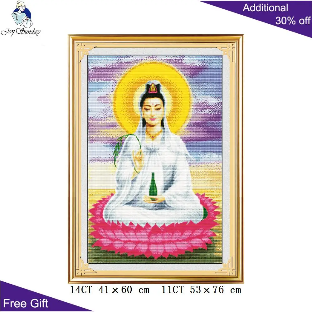 Домашний декор Joy Sunday Guanyin R023 (1) (2) (4) (5) 14CT 11CT сидящая Гуаньинь на крестике лотоса|joy