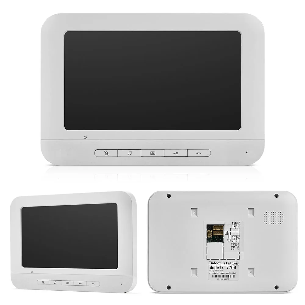 Проводной видеодомофон 7 дюймов с ИК камерой ночным видением 2 монитора для