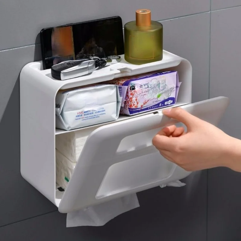 

Toilet Tissue Box Toilet Household Shelf Toilet Paper Box, Free Perforation Waterproof Wall-mounted Creative Paper Roll Holde
