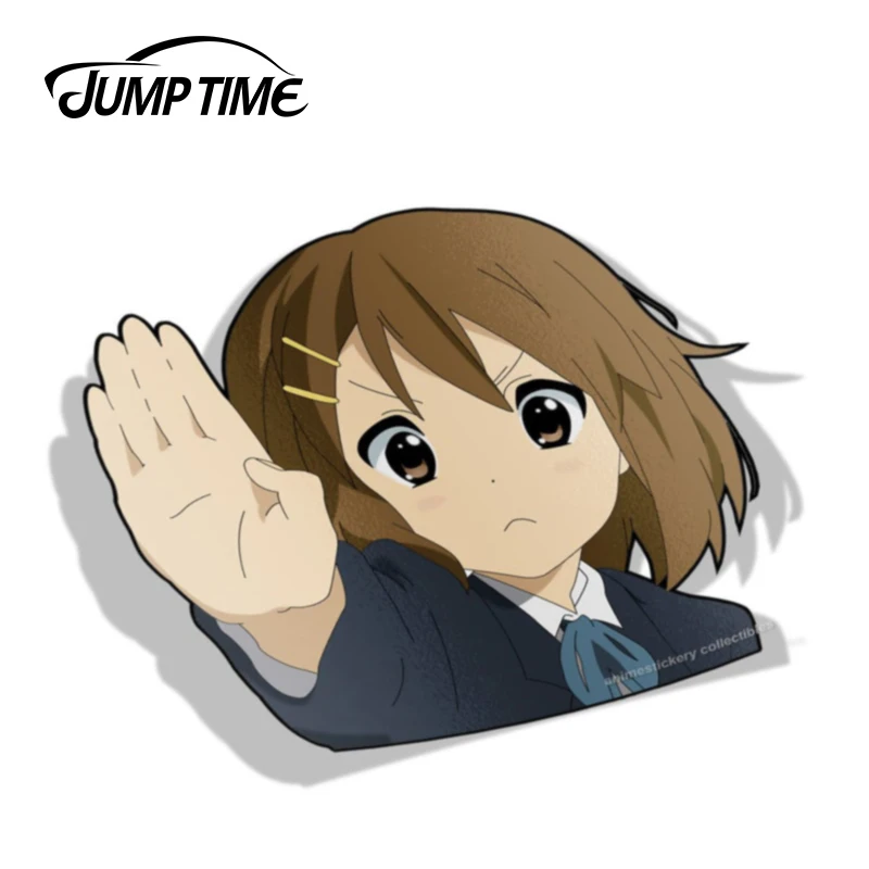 Прыгать время 13 см x 11 2 для K ON! Виниловая наклейка Yui Hirasawa с изображением большой
