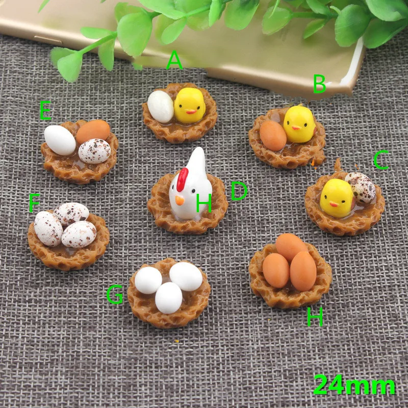 Каваи 3D Красочные смоляные курятник яйцо кабошоны для самостоятельного
