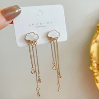 simple fashion personality versatile rhinestone tassel s925 silver needle earrings for women