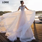 Свадебные платья LORIE в стиле бохо 2020, светло-розовое пляжное платье для невесты с открытыми плечами, мягкое Тюлевое свадебное платье, винтажная модель, индивидуальный пошив