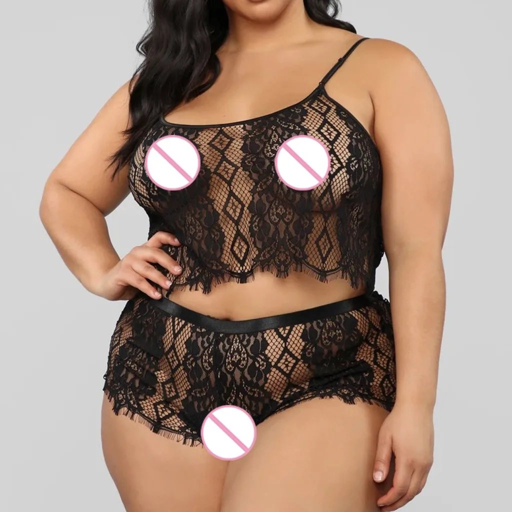 

Женское сексуальное Нижнее Белье размера плюс, комплект с шортами, кружевное пальто, Женский Топ, эротическое Нижнее Белье, кружевной компл...