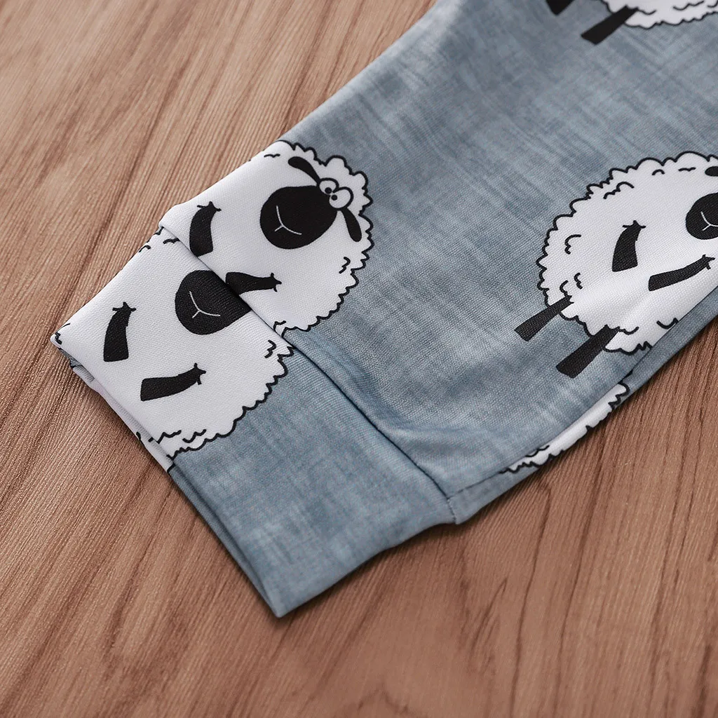 Детская осенняя одежда комбинезон с длинными рукавами и принтом овечки для